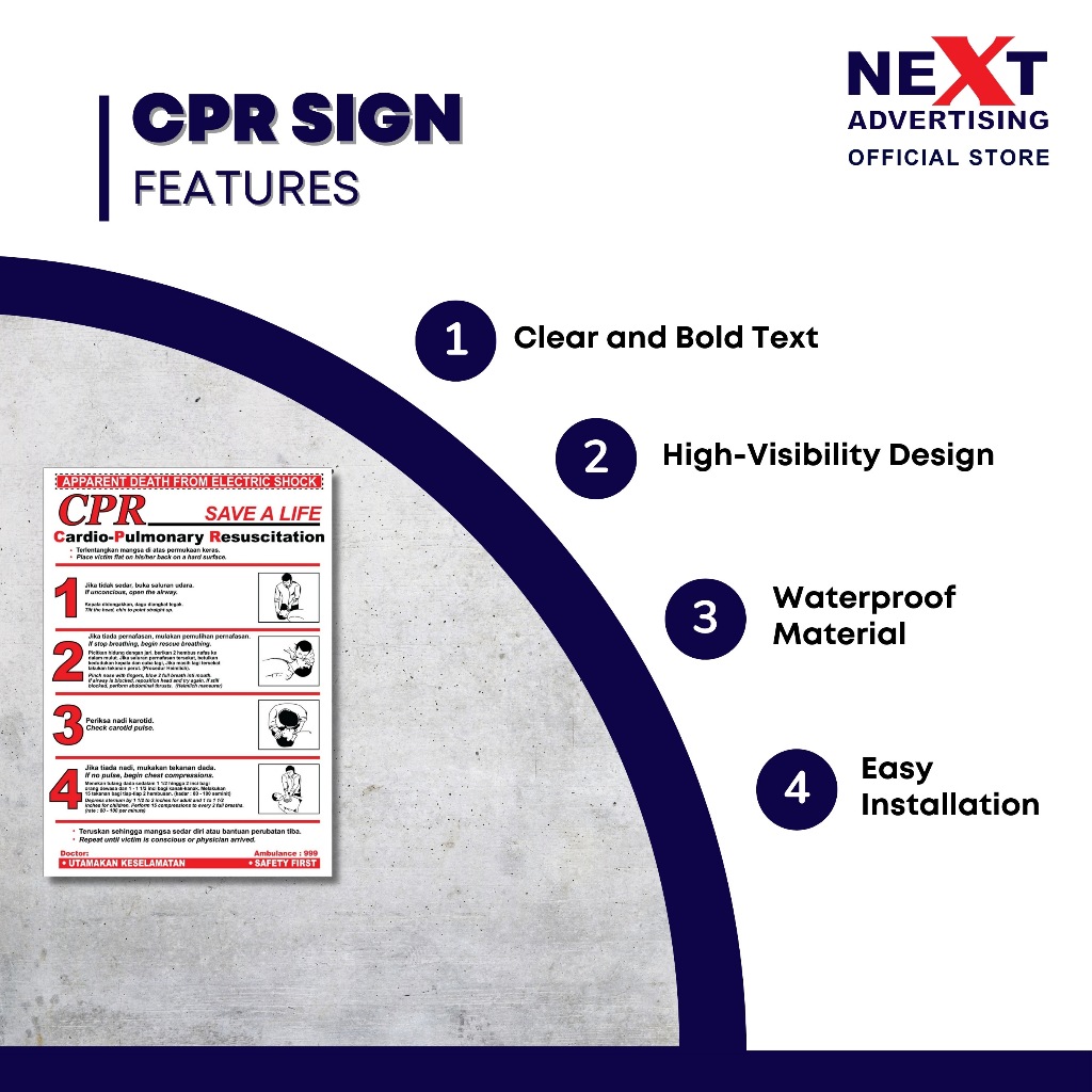 CPR Electric Shock Chart Sign Sticker on Board | Shopee Philippines