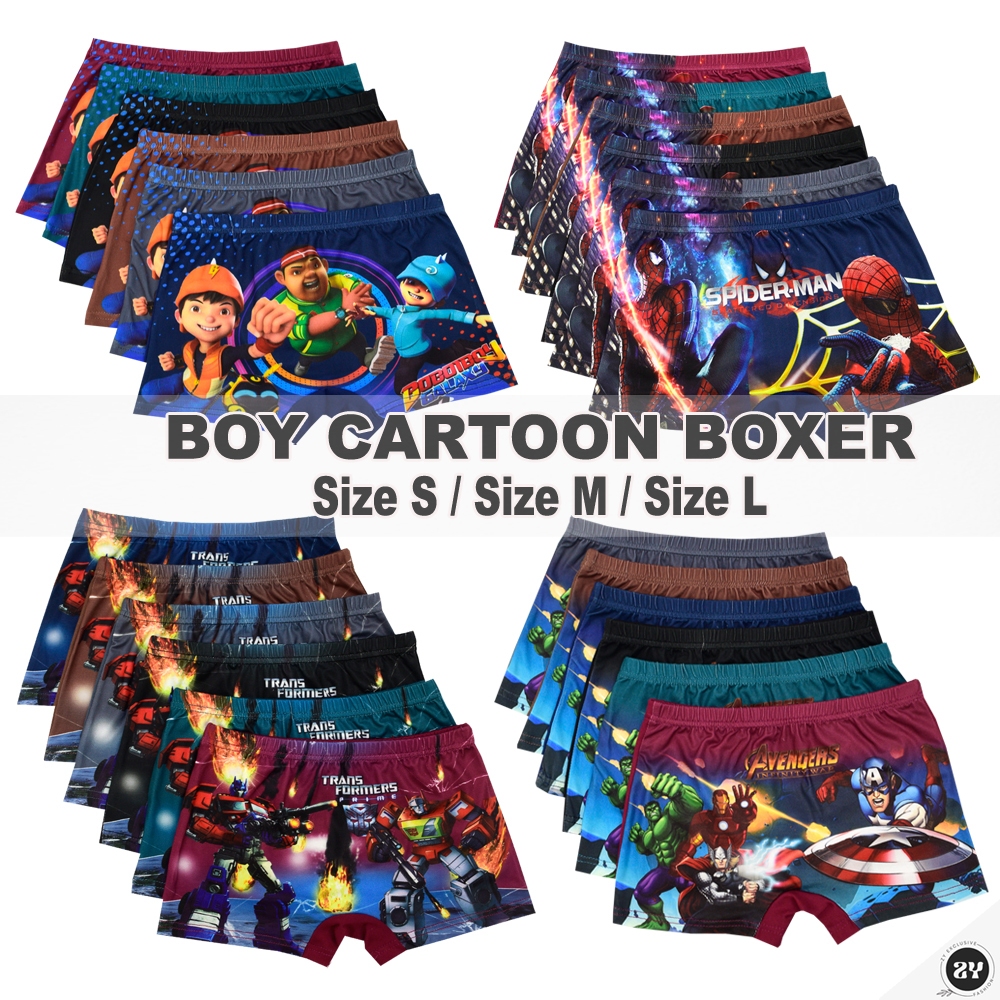 ZY 3PCS Pack Kids Boy Cartoon Boxer Boboiboy/Spiderman/Transformers ...