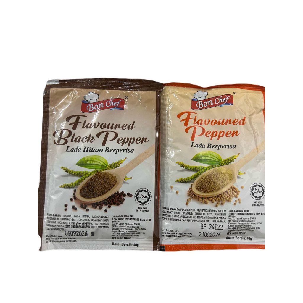 PUTIH HITAM Bon CHEF Black Pepper & White Pepper 40gm / Black Pepper ...