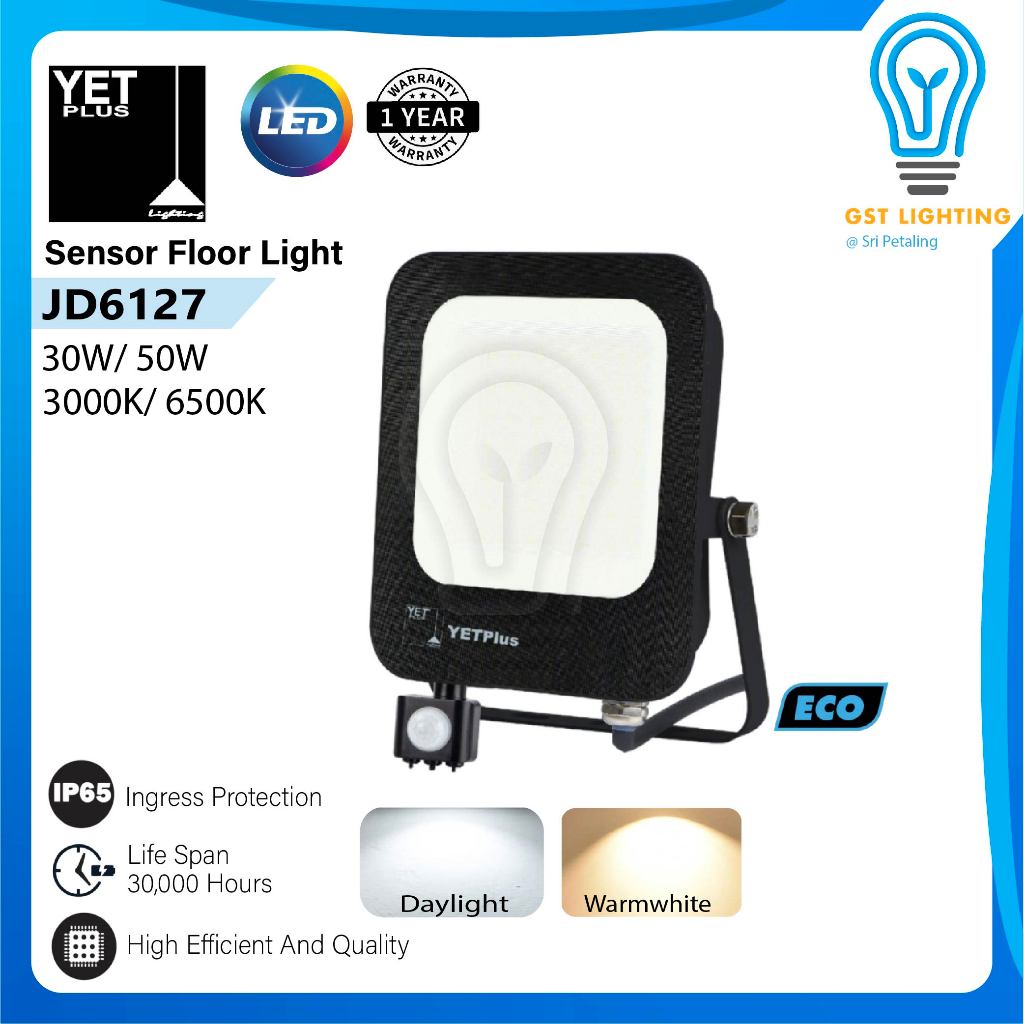 YETPLUS JD 6127 Sensor LED Flood / Spot Light Outdoor 30W /50W ...