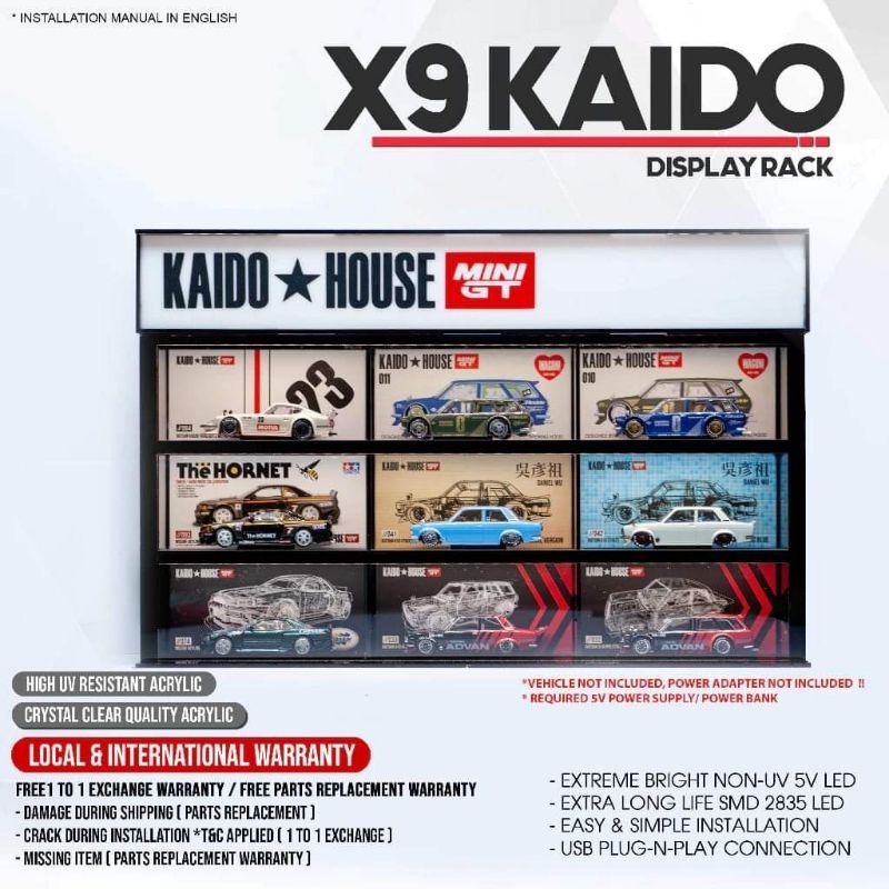 X9 KAIDO Acrylic Display RACK (XL) for 1:64 Die-cast Car Model Display ...