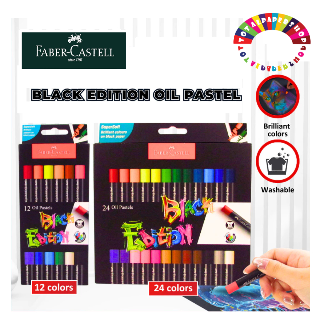 Faber Castell Black Edition Crayon 12/24 Colors Oil Pastel | Shopee ...