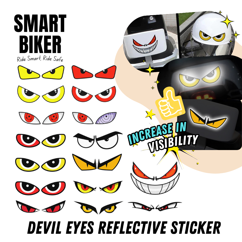 Devil Eye Reflective Motorcycle Safety Warning Stickers Decor Moto Bike ...