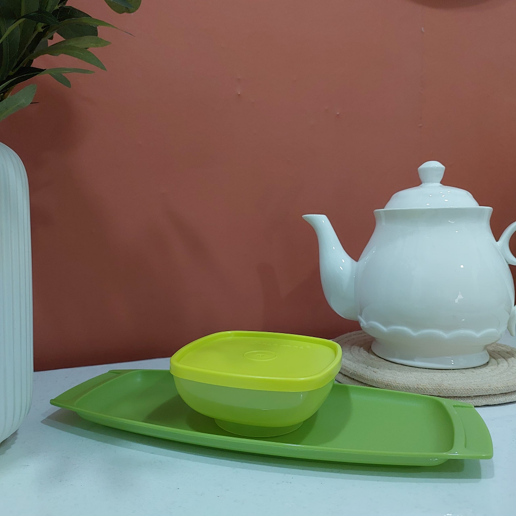 Tupperware Satay Dish Set (350ml)/ Satay Server Plate With Attach Bowl ...