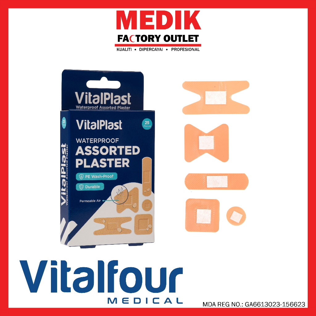 VitalPlast 5 Shapes Waterproof Assorted Plaster (Box of 25pcs) | Shopee ...
