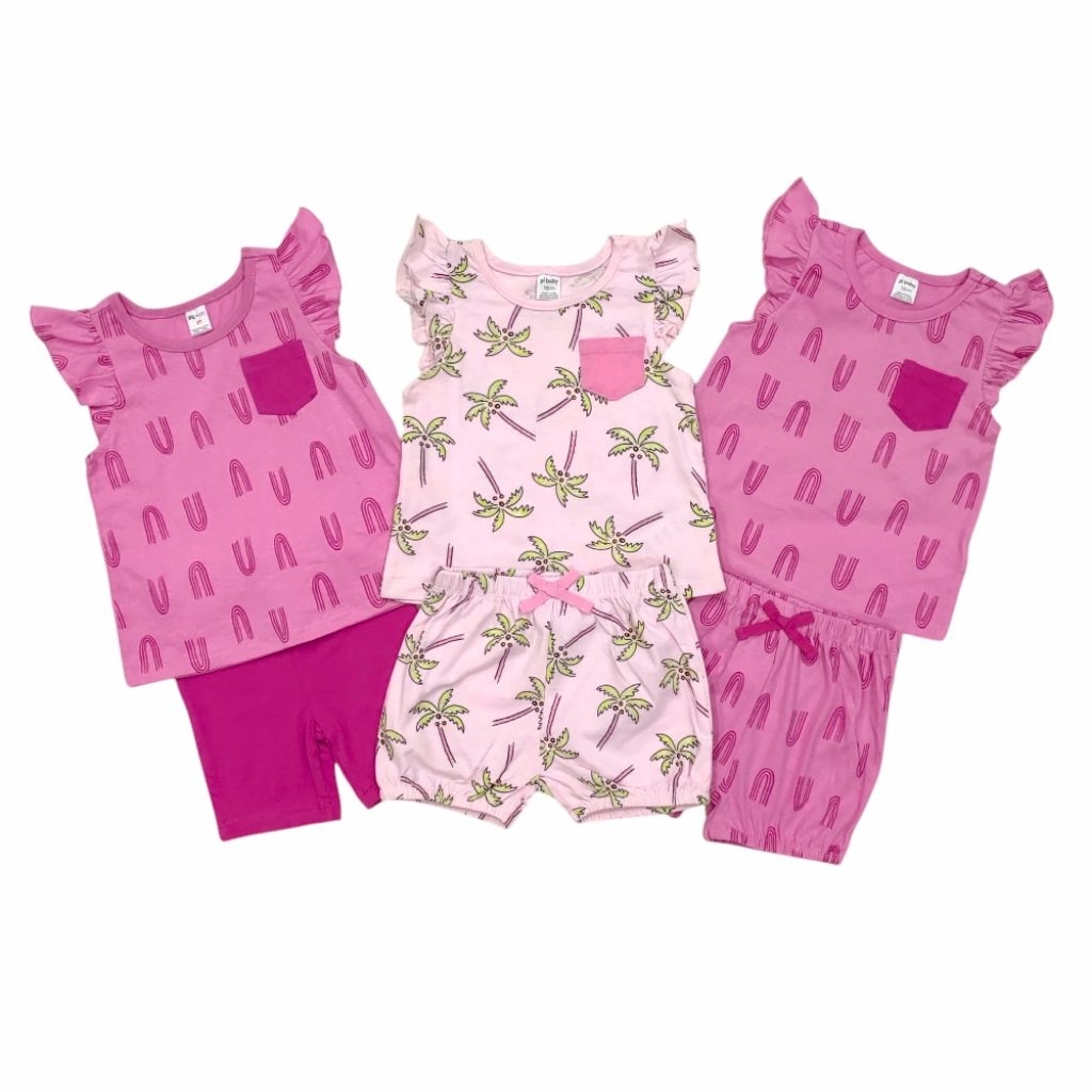 PL: Baby Kids Girl sleeveless t shirt short pant pink - Size 3M-4T ...