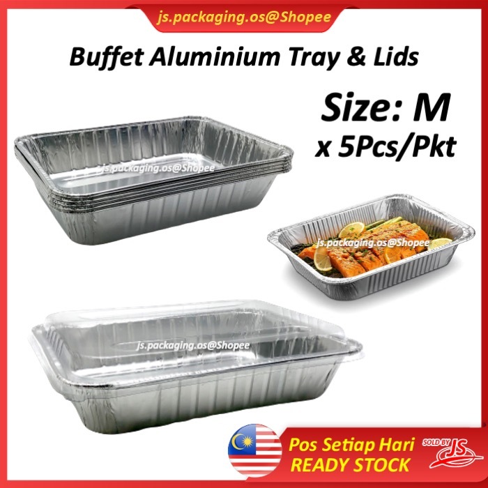 Aluminium Foil Tray Size M Baking Tray Buffet Catering Food Tray and Lid Partyware 5PCS Shopee Philippines