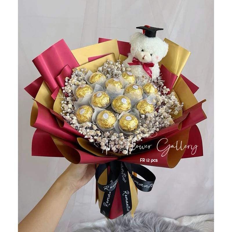 Graduate bear with 12-24pcs Ferrero Rocher bouquet, choclate bouquet ...