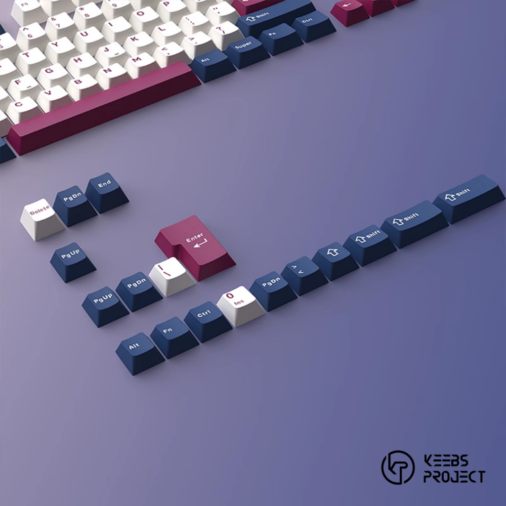 KEEBS BLUE ROSE PBT Doubleshot Cherry Profile Keebs Project Keycap Set ...