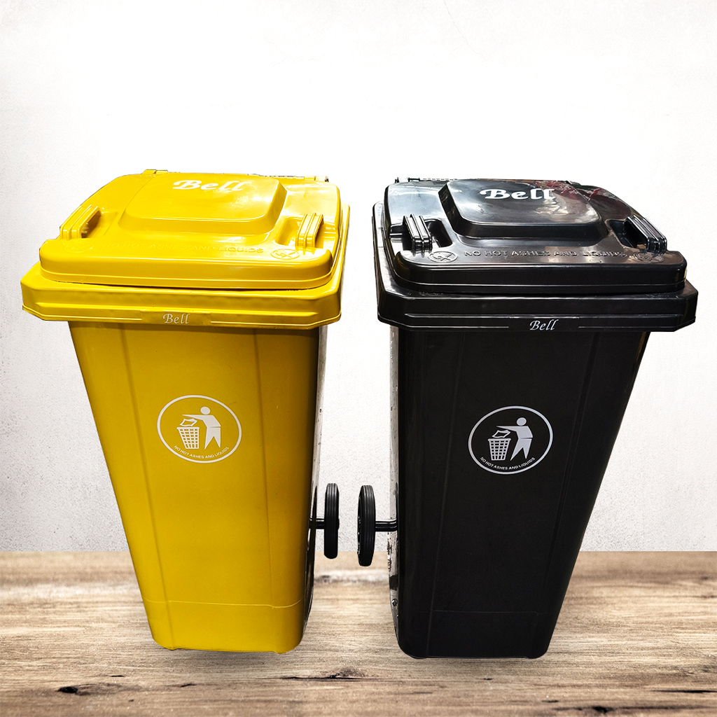 BELL 120L Yellow / Black Dustbin with Wheels | Shopee Philippines