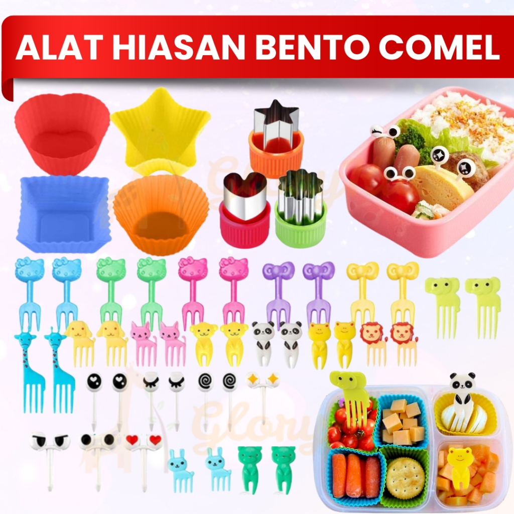 Set Bento Accessories Kids Lunch Box Sandwich Cutter Alat Hiasan Bento ...