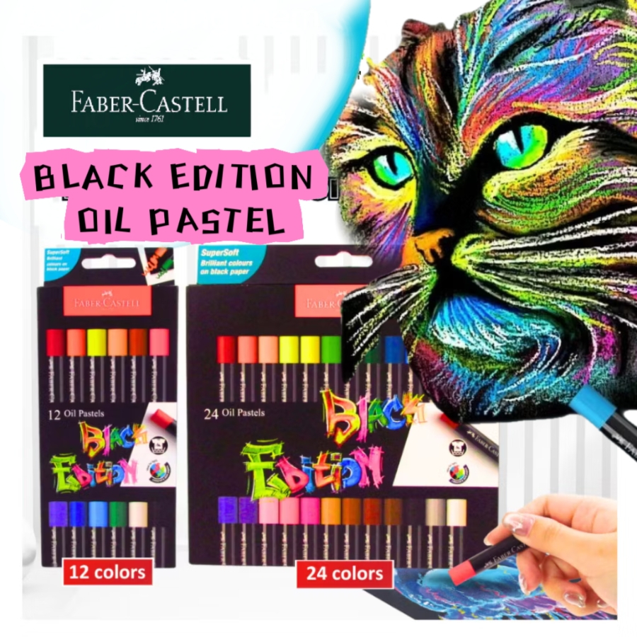 FABER-CASTELL BLACK EDITION OIL PASTEL CRAYON FABER CASTELL 12 COLOUR ...