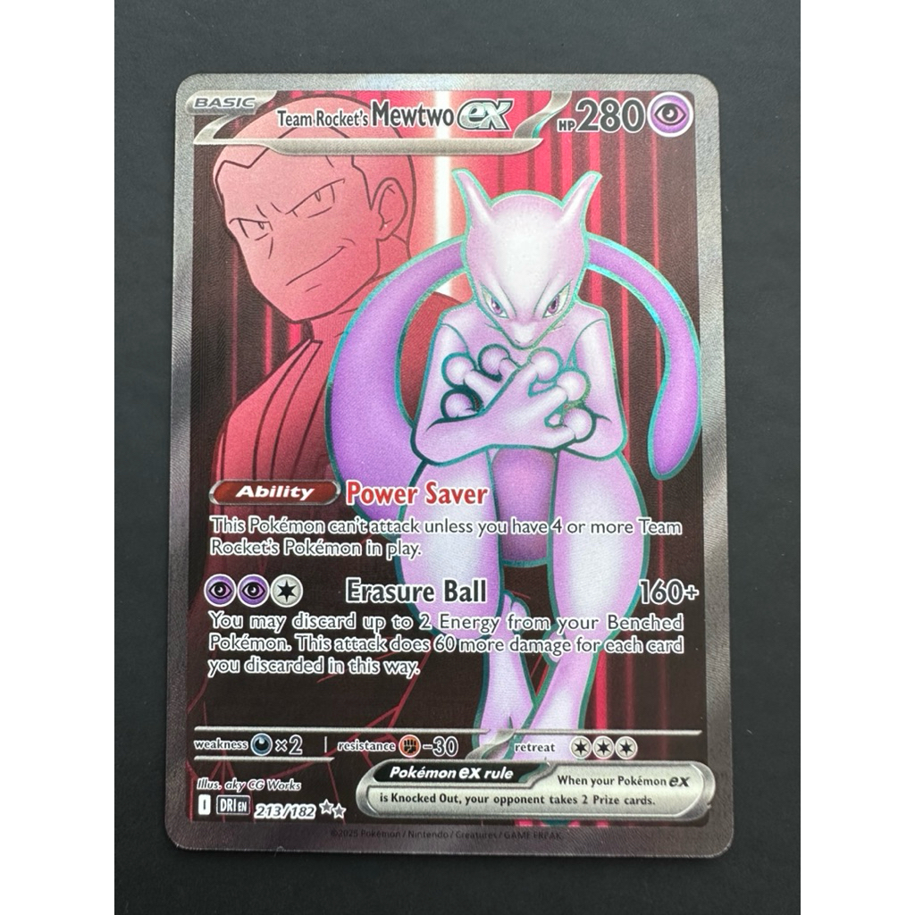 Pokemon Destined Rivals Team Rocket's Mewtwo EX 213/182 Full Art Ultra ...