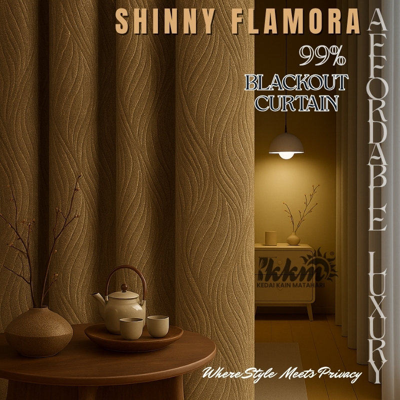 (LuxSeries)KKM Curtain Shinny Flamora 99% Blackout Siap Jahit - Ring ...