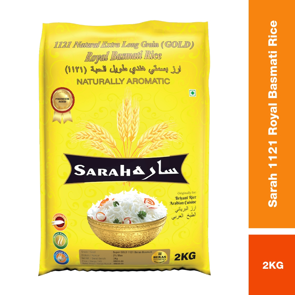 Sarah Beras 1121 Natural Extra Long Gold Royal Basmati Rice (2KG / 5KG ...