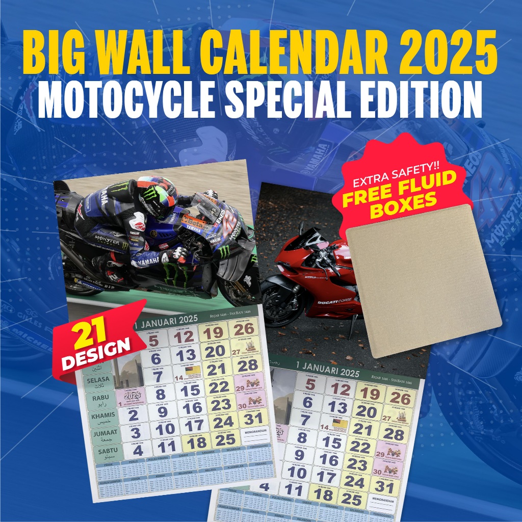 BIG WALL CALENDAR 2025 I ISLAMIC CALENDAR MOTORCYCLE Shopee Philippines