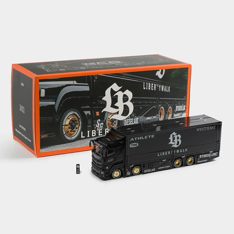 Modellino GCD 1:64 Mitsubishi Fuso LB Super – Furgone Per Trasporto Auto In Metallo Pressofuso, Nero - Foto 2