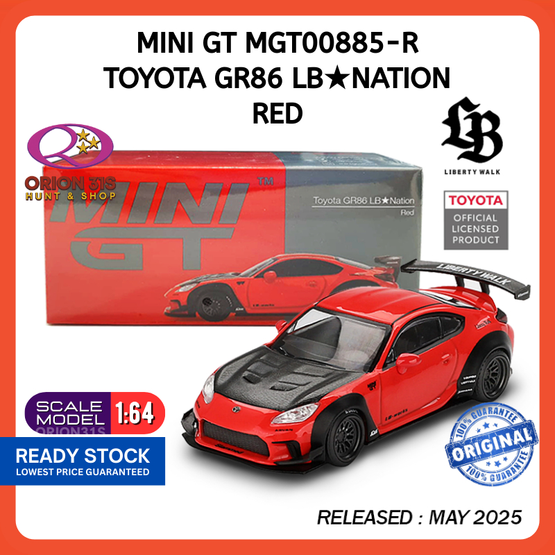 Miniature Diecast Toyota GR86 LB Nation Red 1/64 - Modèle Mini GT 2025, Boîte Non Ouverte