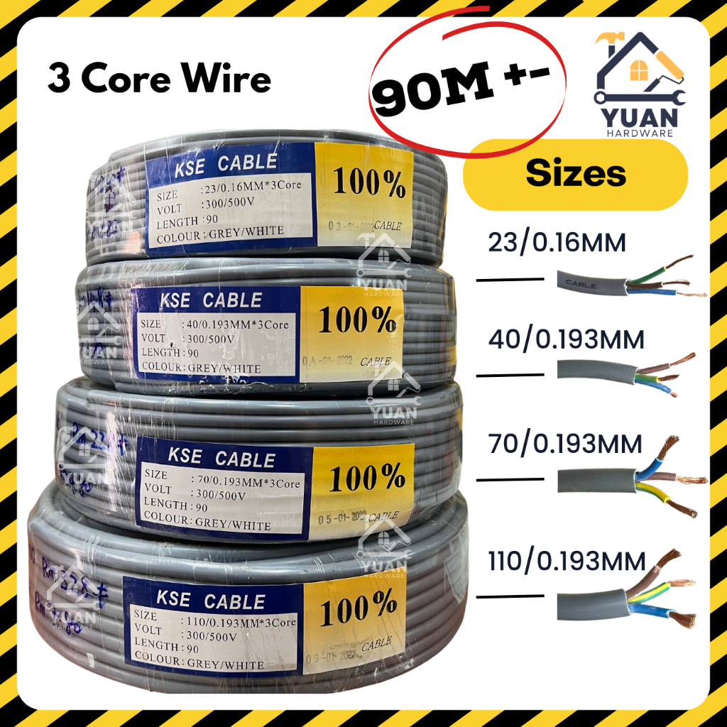 [90m ] 3 Core Flexible Cable Wire 3 Core Cable Wire Lamp Wire Three ...