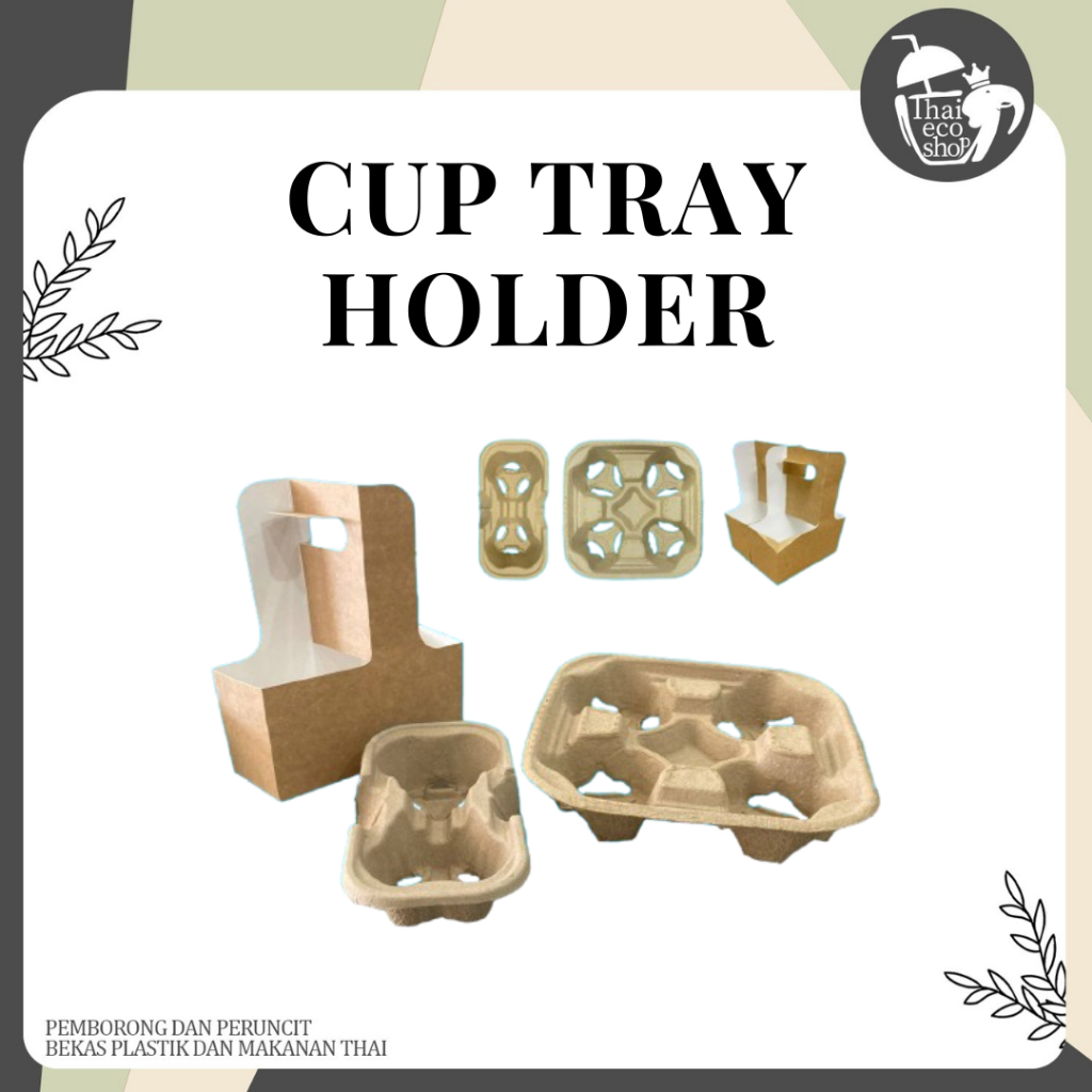 Disposable Pulp Paper Cup Holder Molded Paper Cup Tray Pemegang Cawan ...