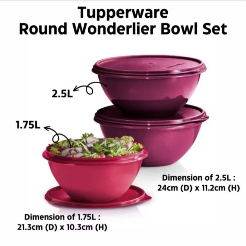 Tupperware Round Wonderlier Bowl Set (3pcs) | Shopee Philippines