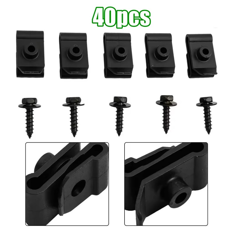 40Pcs Metal Car Screw Body Fender Bumper Retainer U Nut Clips - View #9