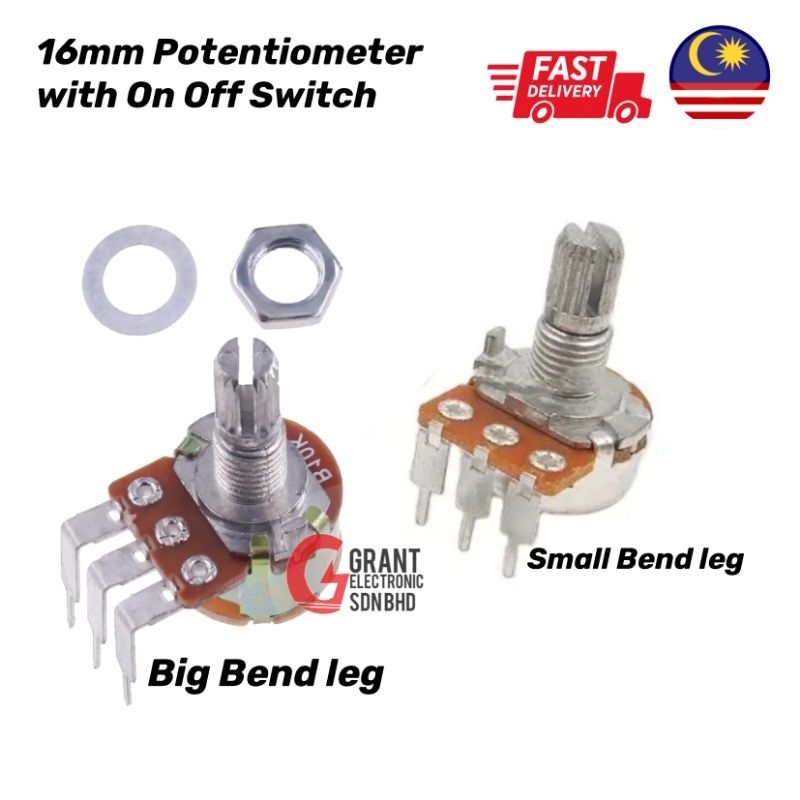 16mm Carbon Film Rotary Potentiometer with On Off Switch 2K 5K 10K 20K ...