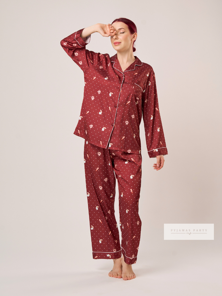 Red Blush - Premium Satin Pyjamas by Pyjamas Party (Red Blush - Baju ...