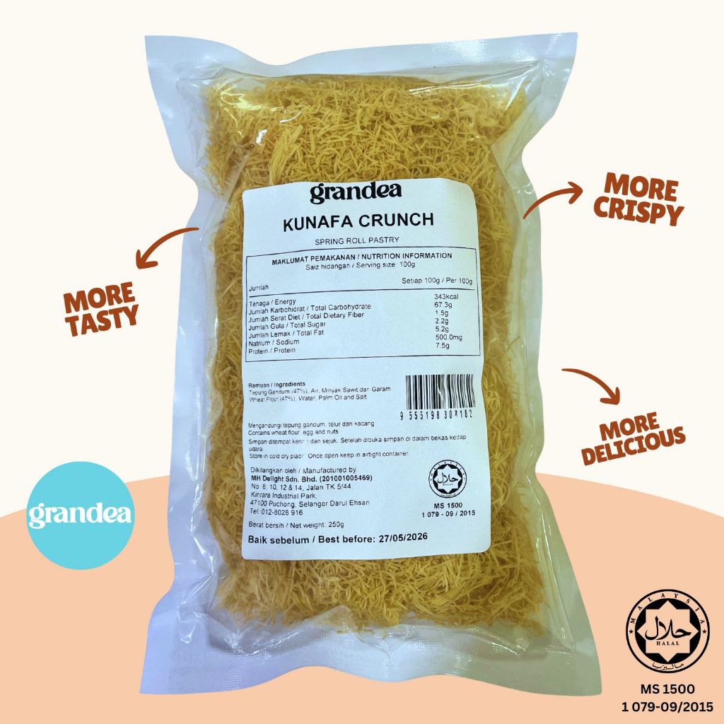 Grandea Kunafa Crunch 250g Baked Kunafa Kataifi Chocolate Halal ...