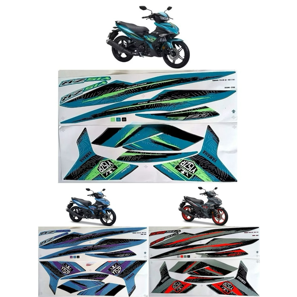 (14) Y15ZR BODY COVER STICKER STRIPE Y15 COVER SET BIRU BUTTERFLY (14 ...