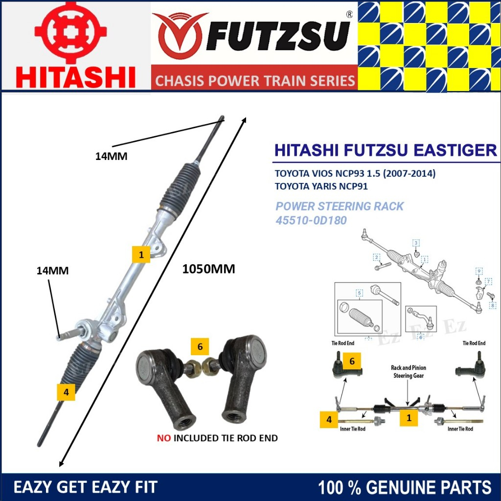 100% NEW POWER STEERING RACK FOR TOYOTA VIOS NCP93 1.5 2007-2014 YARIS ...