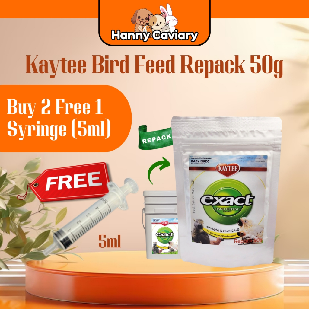 Kaytee Exact Hand Feeding Repack for Bird (50g) [Buy 2 Free 5ml Syringe ...