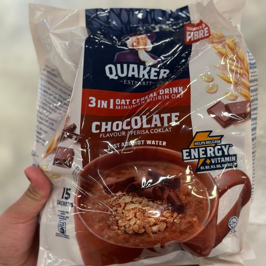 QUAKER 3 IN 1 OAT CEREAL DRINK CHOCOLATE 15 Sachet | Shopee Philippines