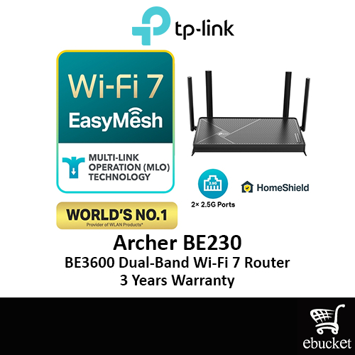 TP-Link WiFi 7 Archer BE230 BE3600 Dual Band Router Dual 2.5G + 3x 1G ...