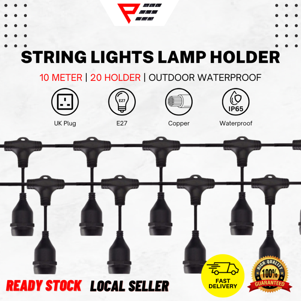 Outdoor 10M String Light 20 E27 Screw Lamp Holders LED String Light ...