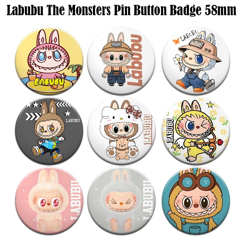 Lencana Butang Pin Labubu The Monsters Pin Button Badge 58mm | Shopee ...
