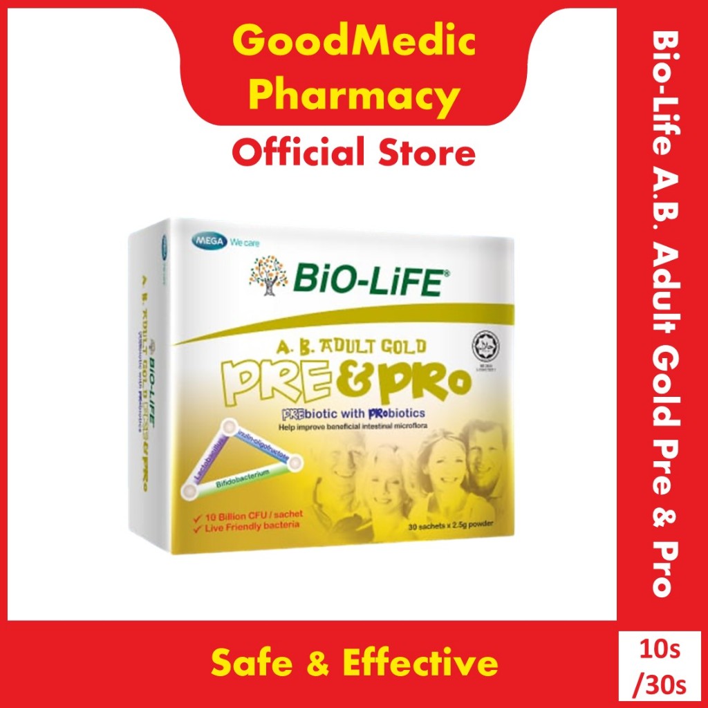 Bio-Life A.B. Adult Gold Prebiotic & Probiotic 2.5g Powder Sachet (10s ...