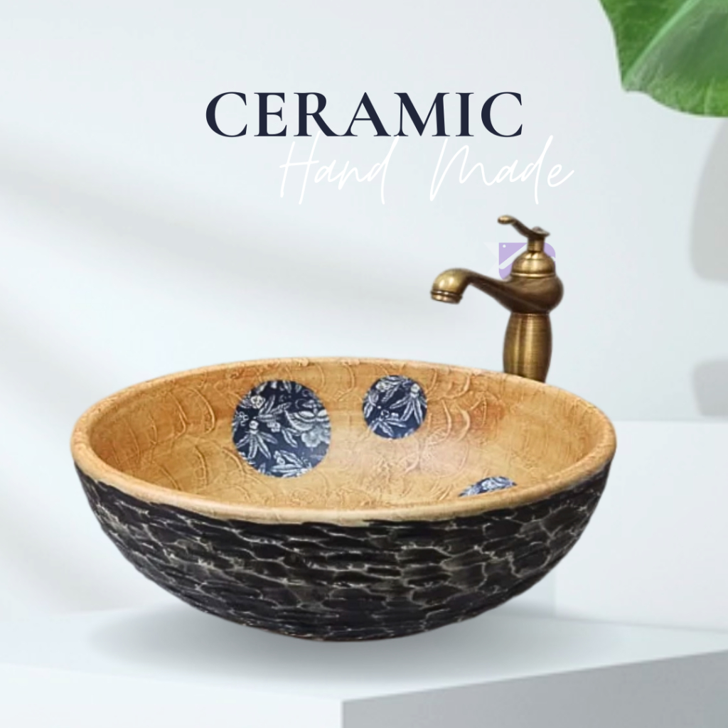 HAND MADE CERAMIC BASIN DEISGNER ART BASIN ABOVE COUNTER TOP ART SINK ...