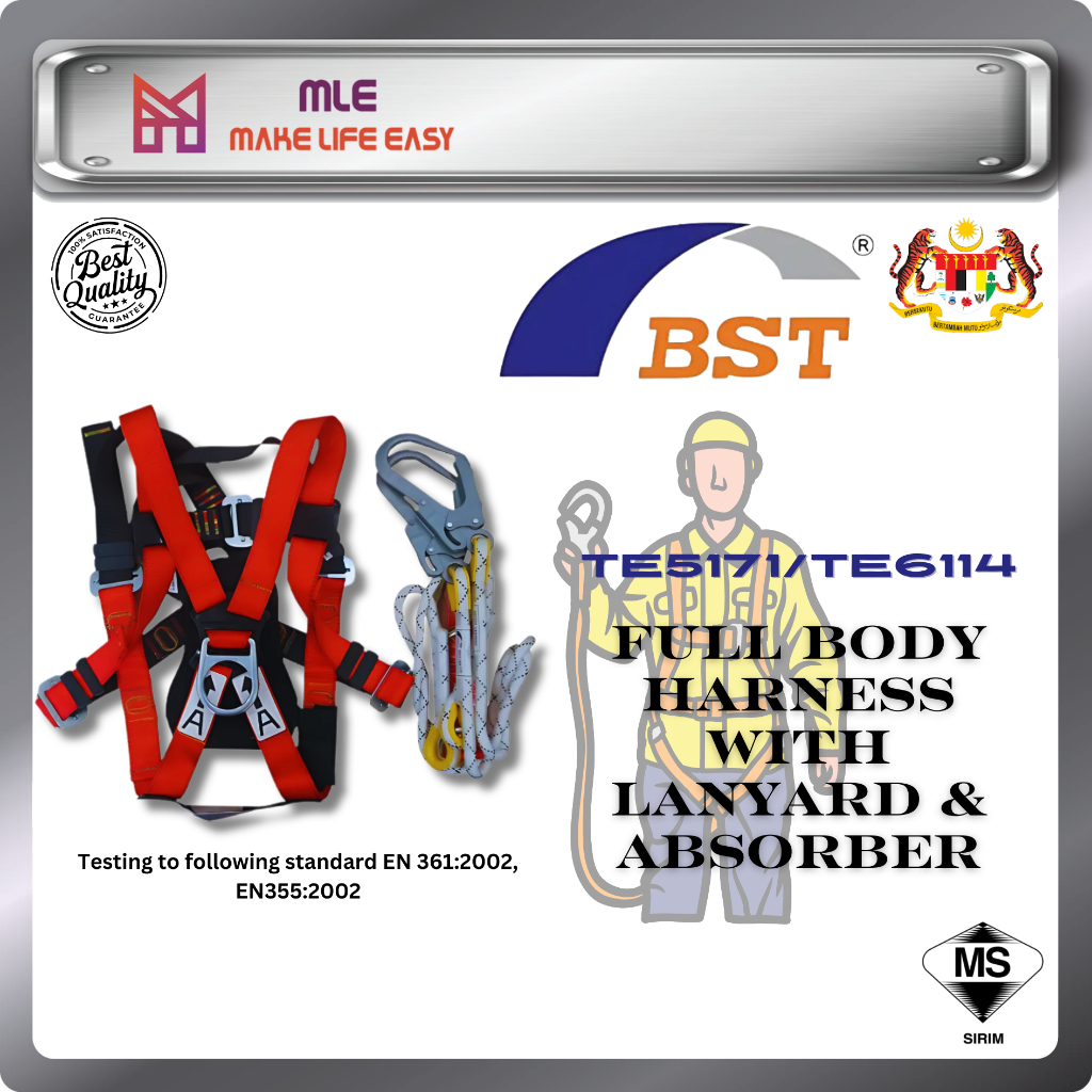 BST Full Body Harness TE5171/TE6114 With Double Rope Lanyard and ...