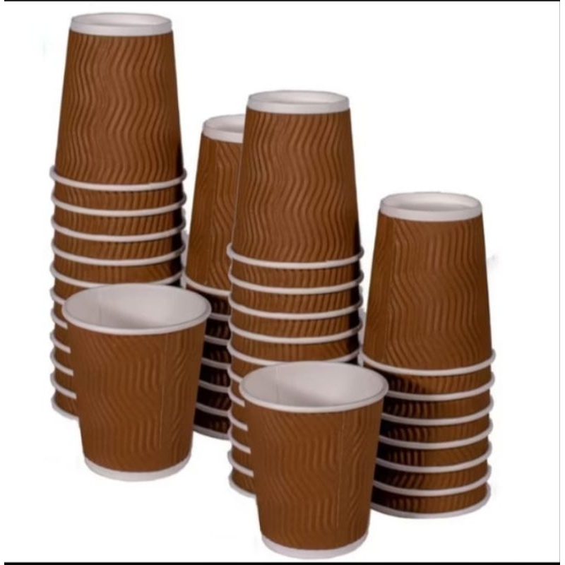 8oz Ripple wall paper cup with black lid (20pieces) | Shopee Philippines