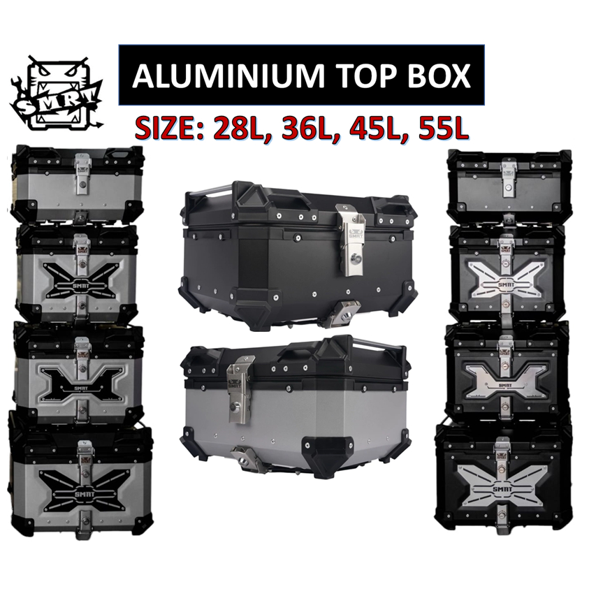 SMRT Aluminium Top Box 28L 36L 45L 55L Box Belakang Motorcycle Box ...