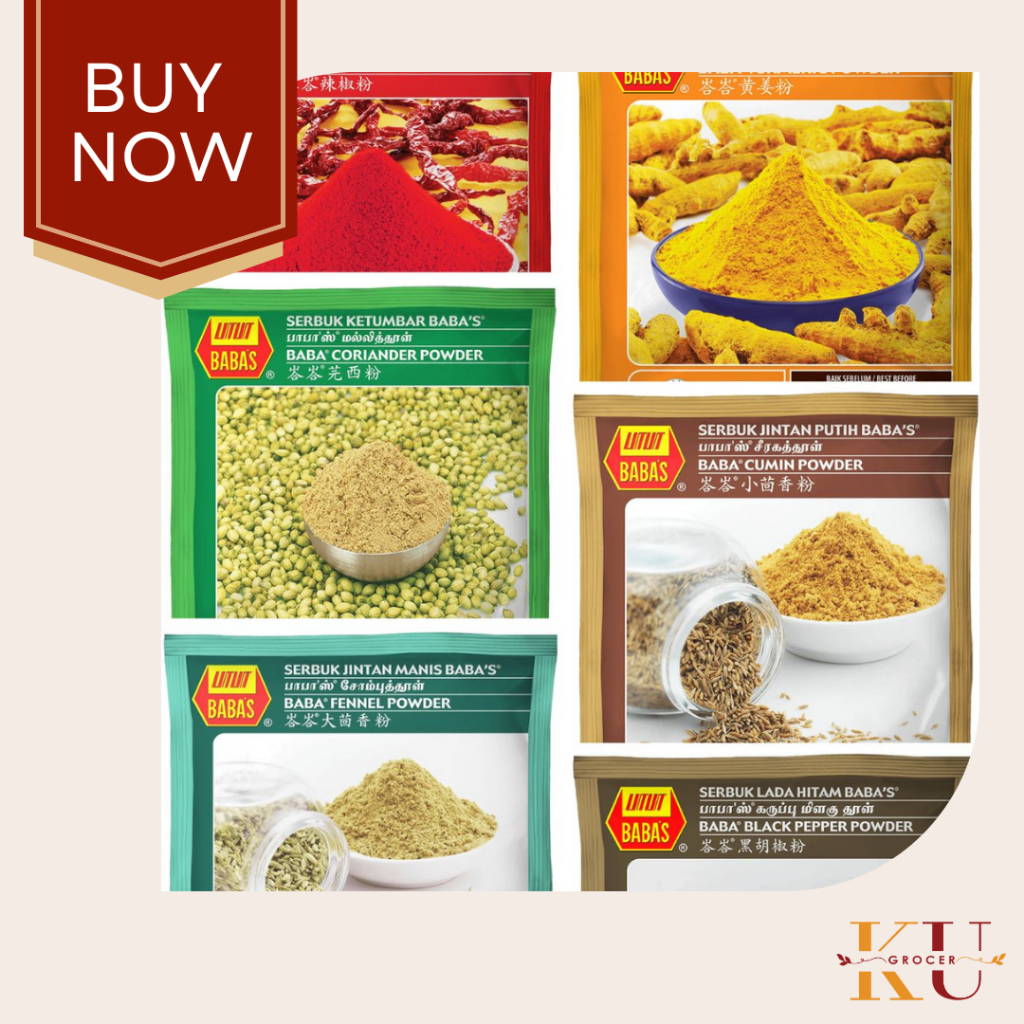 BABA'S PURE SPICES POWDER CHILLI POWDER / TURMERIC/ CORIANDER/ CUMIN ...