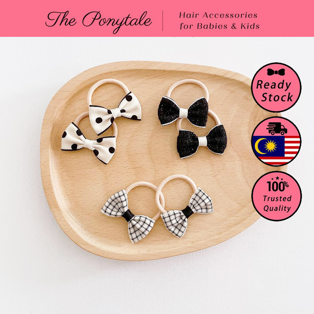 THEPONYTALE Kid Hair Tie 1set [GPT9273] Bow Black Polkadot Plaid ...