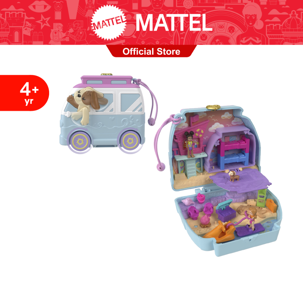 Polly Pocket Dolls And Playset, Travel Toys, Seaside Puppy Ride Compact ...