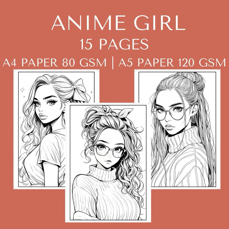 ANIME GIRL COLORING FOR KIDS 15 PAGES !!️ COLORED BOOK & COLORED PAPER ...
