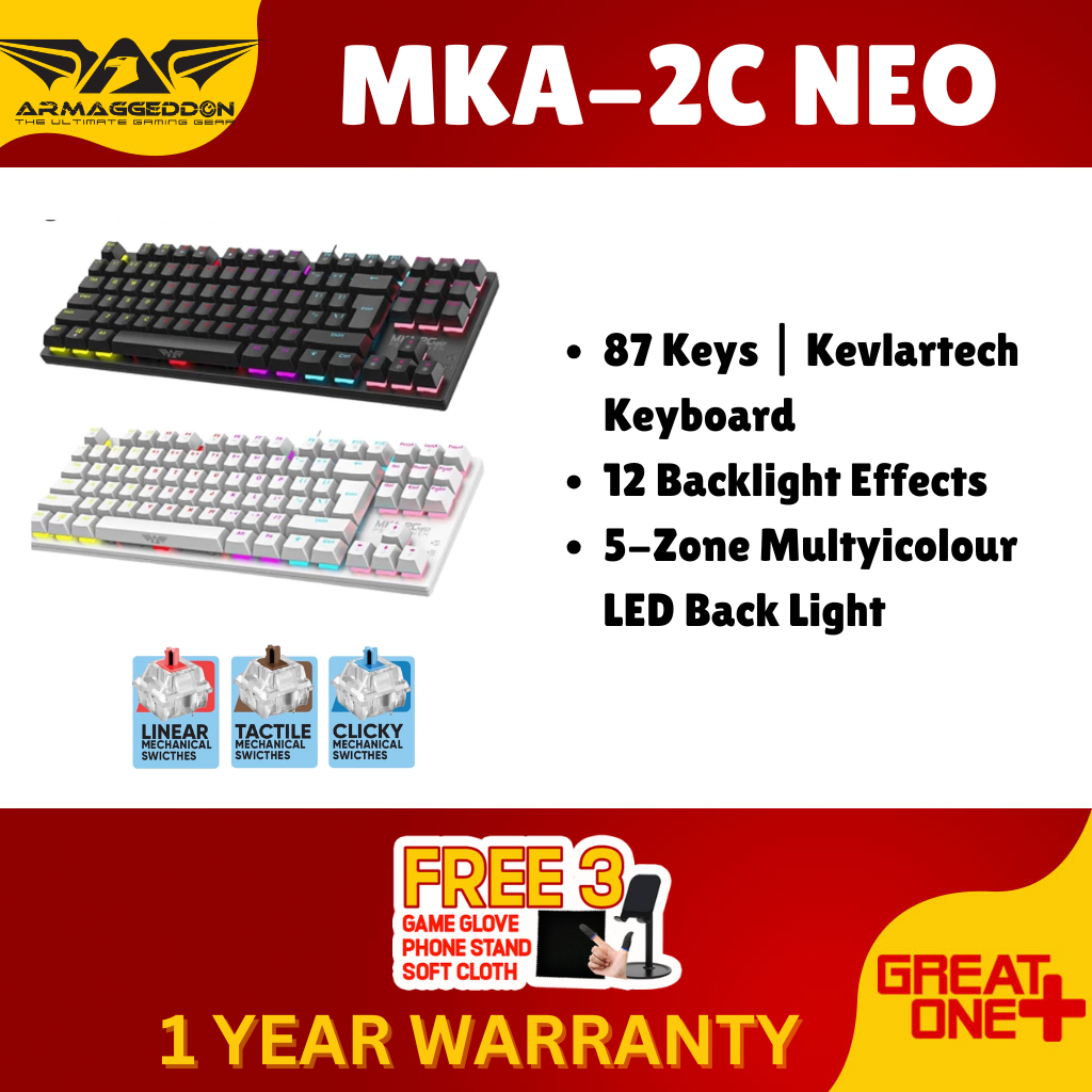 Armaggeddon MKA-2C NEO Psychraven Gaming Keyboard 2022 87 Keys Sleek ...