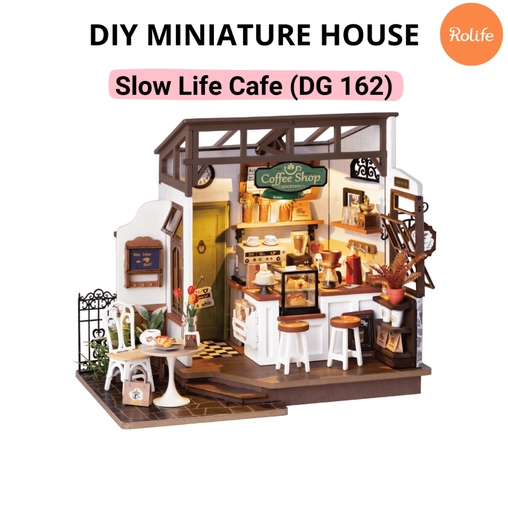 Robotime Rolife 3D DIY Miniature House Kit Coffee Shop - Slow Life Cafe ...