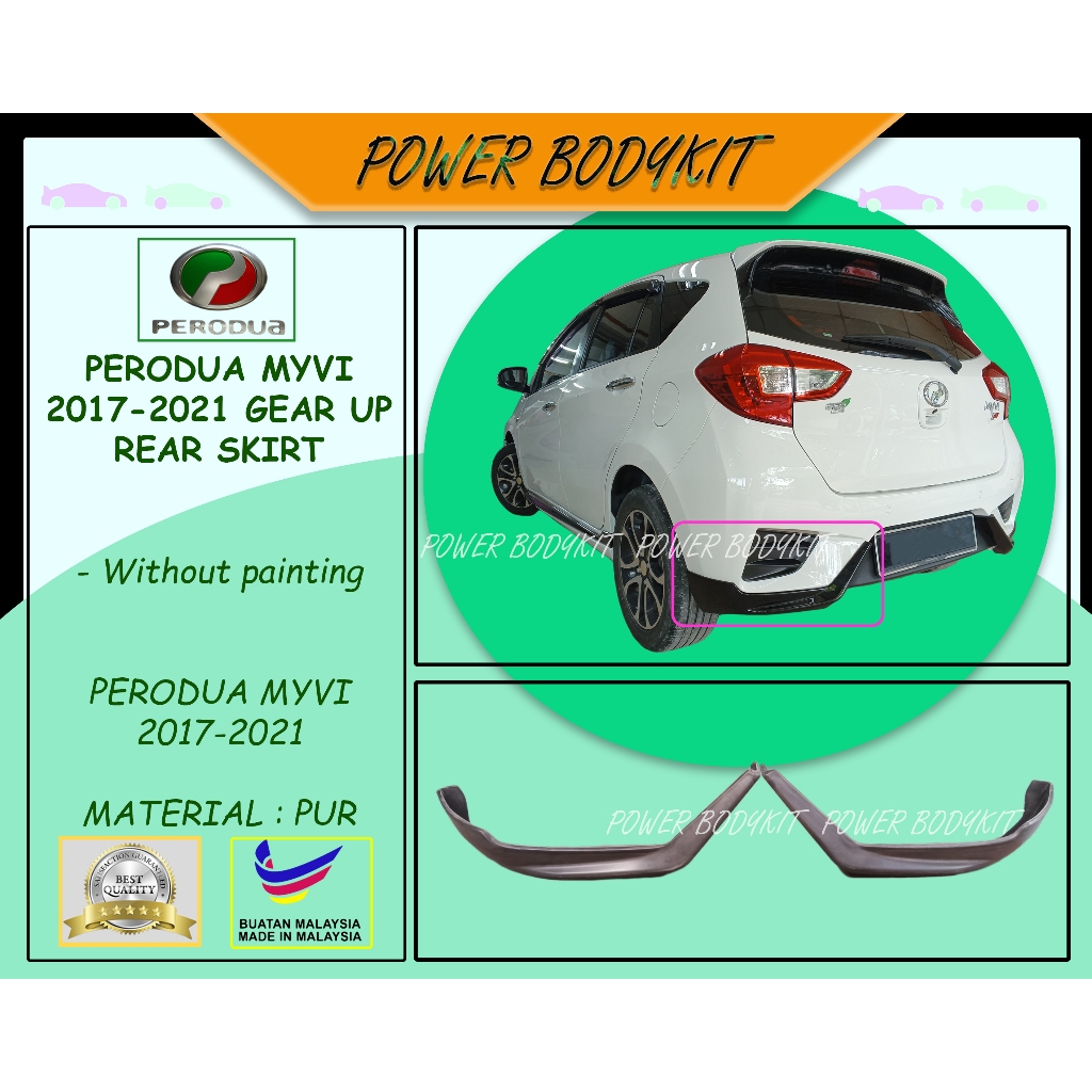 Perodua Myvi 2017-2021 Gear Up Rear Skirt GEN3 2017 2018 2019 2020 2021 ...