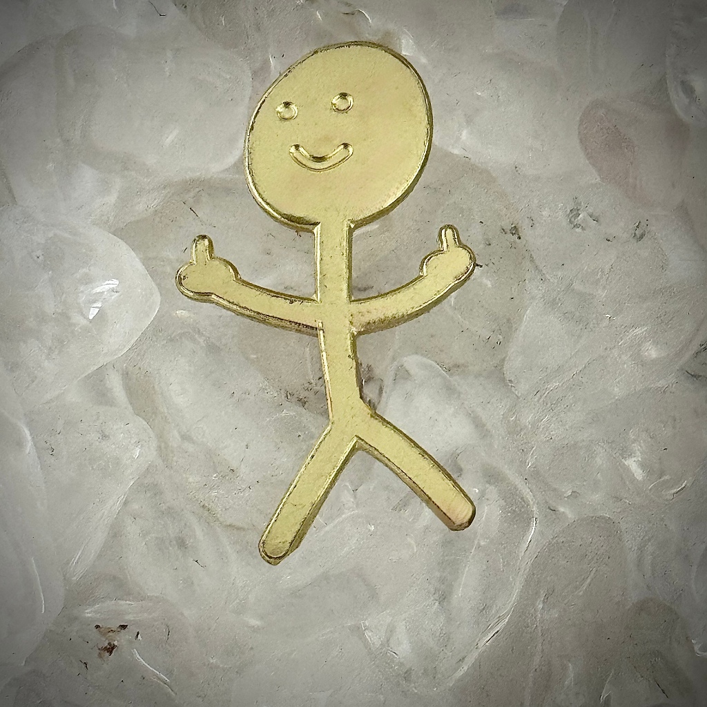 【Pingo Cute Enamel Pin Minimalist Brooch Badge Gold Stickman Pointing ...