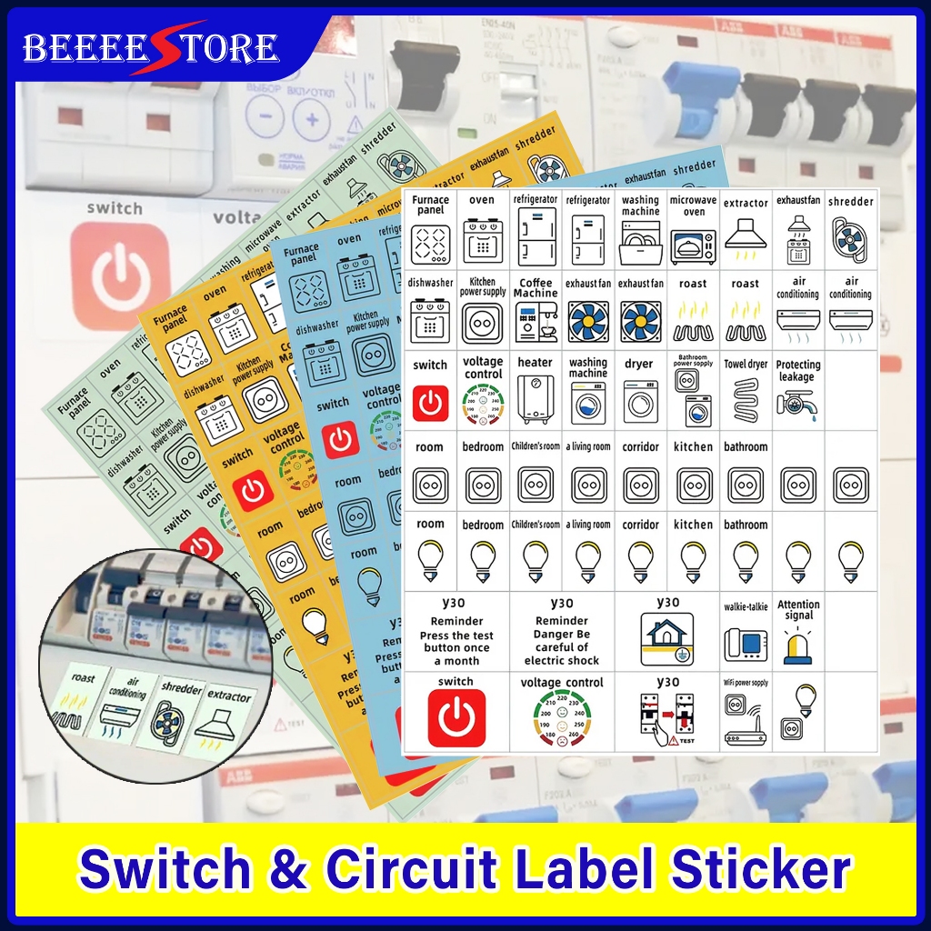 Circuit Breaker Label Stickers Set PVC Electrical Box Identification ...